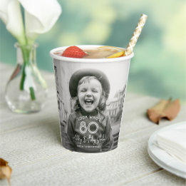 Gobelets En Papier TOUTE Anniversaire Chic White Typographie 2 Photo 