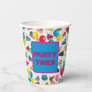 GOBELETS EN PAPIER " TRANCHES ET BALLONS DE GÂTEAU "