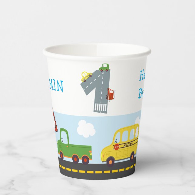 Gobelets En Papier Transport 1er Anniversaire tasse de papier (Gauche)