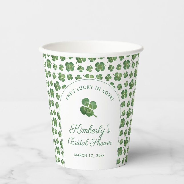 Gobelets En Papier Trèfle à quatre feuilles Saint-Patrick Fête de mar (Recto)