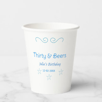 Gobelets En Papier trente et bières étoile bleue espagnol nom d'anniv