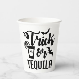 Gobelets En Papier Trick ou tequila drôle halloween boisson