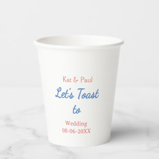 Gobelets En Papier Trinquons au mariage nom date couple simple