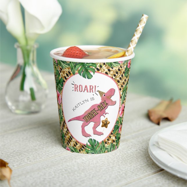 Gobelets En Papier Trois Rex Dinosaur 3e anniversaire (Insitu)