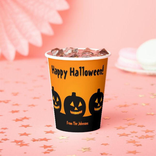 Gobelets En Papier Trois tasses de papier Citrouilles Halloween Party (Insitu)