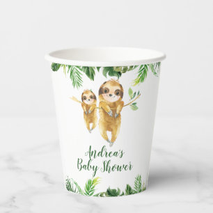 Gobelets En Papier Tropical Boy Sloth Baby shower Paper Cup