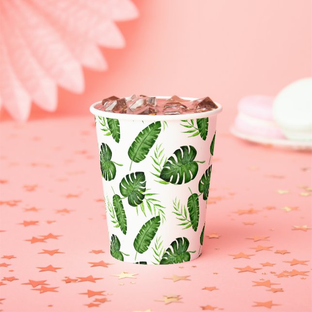 Gobelets En Papier Tropical Jungle Feuille Green Party Botanique (Insitu)