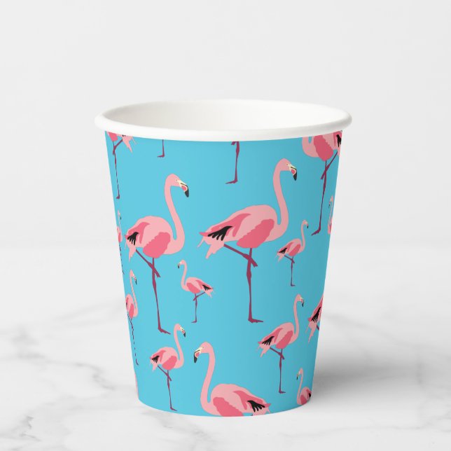 Gobelets En Papier Tropical Summer Pink Flamingo Pattern (Recto)