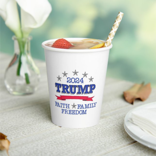 Gobelets En Papier Trump 2024 Foi Liberté familiale (Insitu)