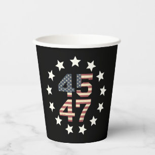Gobelets En Papier Trump 45 47 Étoiles Vintage USA American Drapeau
