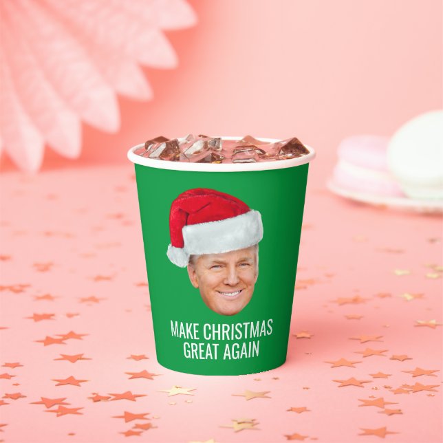 Gobelets En Papier Trump avec Santa Hat - Rendre Noël magnifique (Insitu)