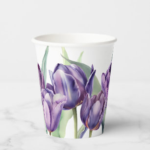 Gobelets En Papier Tulipes aquarelles violettes de printemps Baby sho
