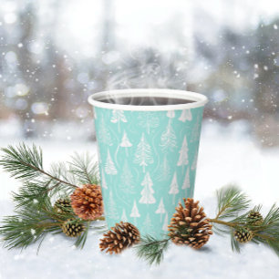 Gobelets En Papier Turquoise Arbre de Noël Motif n° 6 ID1009