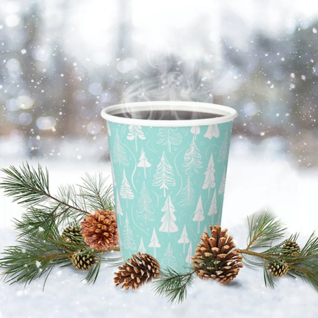 Gobelets En Papier Turquoise Arbre de Noël Motif n° 6 ID1009 (Créateur téléchargé)