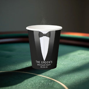 Gobelets En Papier Tuxedo Mariage La Groom Bachelor Party Paper Cup