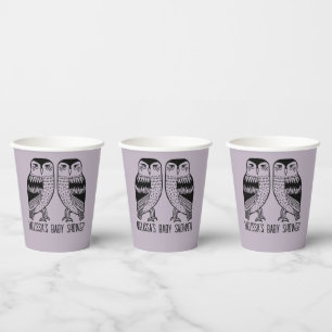 Gobelets En Papier Twin Owls Cute Simple Chic BABY SHOWER PERSONNALIS