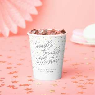 Gobelets En Papier Twinkle Little Star Baby shower Invitation Grey
