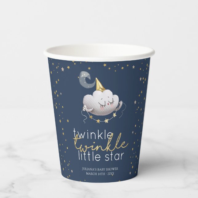 Gobelets En Papier Twinkle Twinkle Little Star Baby shower (Verso)