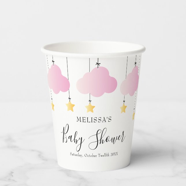 Gobelets En Papier Twinkle Twinkle Little Star Rose Girl Baby shower (Verso)