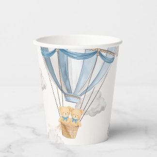 Gobelets En Papier Twins Teddy Bear Blue Hot Air Balloon