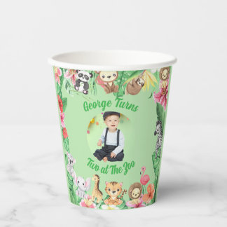 Gobelets En Papier Two at the Zoo Jungle Safari Photo Birthday 