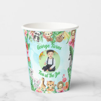 Gobelets En Papier Two at the Zoo Jungle Safari Photo Birthday 