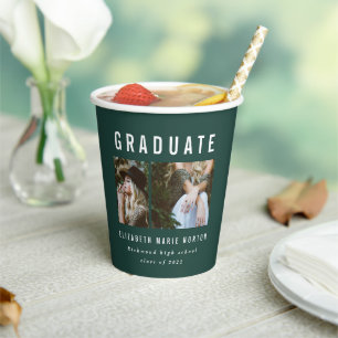 Gobelets En Papier Type graduation multi photo vert et blanc