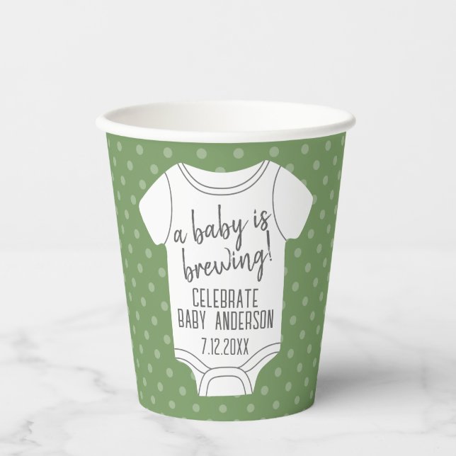 Gobelets En Papier Un bébé est en train de brasser — Douche Couples - (Recto)