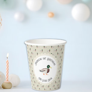 Gobelets En Papier Un Canard Chanceux Mallard 1er Anniversaire