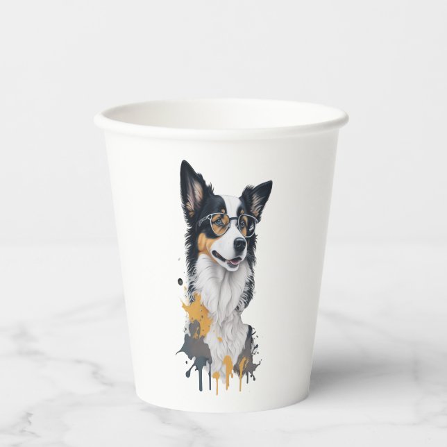 Gobelets En Papier Un chien mignon Bordure Collie (Recto)