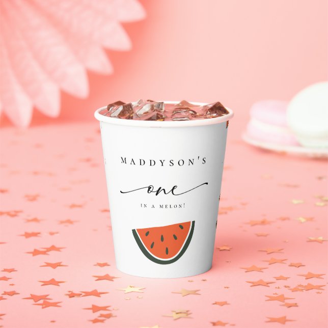 Gobelets En Papier Un Dans Un Melon Première Fête D'Anniversaire  (Insitu)