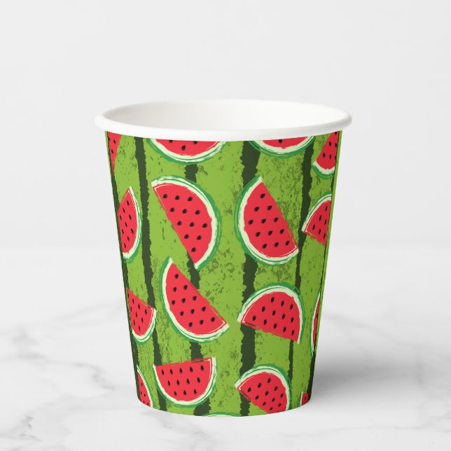 Gobelets En Papier UN dans un Melon Red & Green Watermelon (Recto)