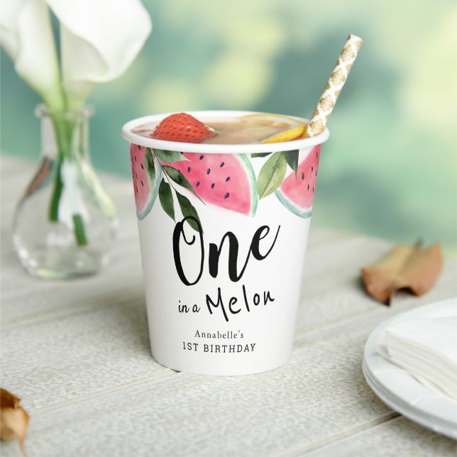 Gobelets En Papier Un dans un Melon Watermelon 1er Birthday Paper Cup (Insitu)