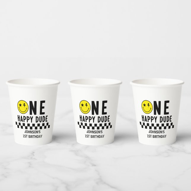 Gobelets En Papier Un heureux Dude premier anniversaire (Multi)