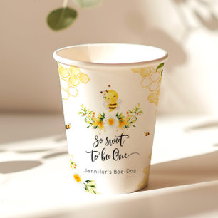 Gobelets En Papier Un jour d'abeille 1er anniversaire tellement doux