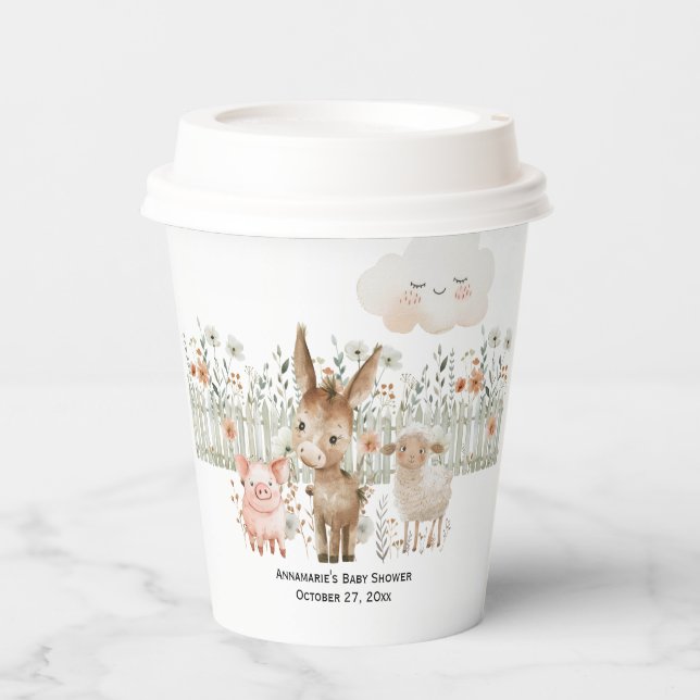 Gobelets En Papier Un Petit Baby shower Fermier | (Recto)