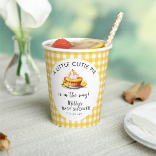 Gobelets En Papier Un Petit Citron À Tarte En vichy Baby shower