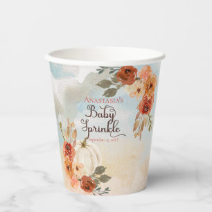 Gobelets En Papier Un Petit Citrouille Automne Floral Girl Baby Spr