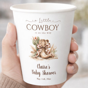 Gobelets En Papier Un petit cow-boy en route Fête prénatale Western