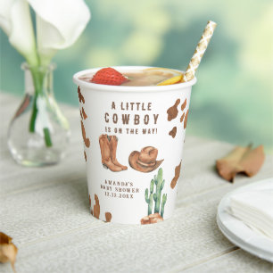 Gobelets En Papier Un petit cowboy est sur le chemin du Baby shower