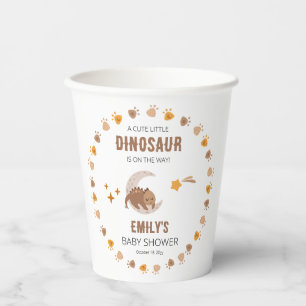 Gobelets En Papier Un Petit Dinosaure Mignonne Se Trouve Sur Le Chemi