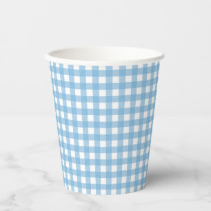 Gobelets En Papier Un petit lapin a un an bleu Gingham Anniversaire