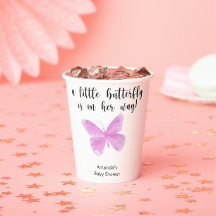 Gobelets En Papier Un petit papillon est en chemin Baby shower