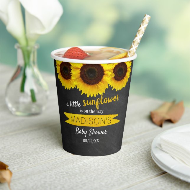 Gobelets En Papier Un Petit Tournesol Est En Route ! Baby shower (Insitu)