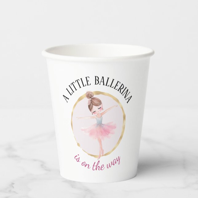 Gobelets En Papier Un Peu De Ballerina Est En Route Baby shower (Recto)