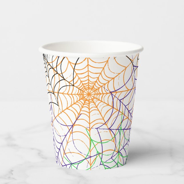 Gobelets En Papier Un simple Motif Web d'Halloween Spider (Recto)