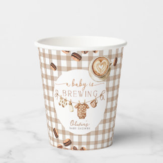 Gobelets En Papier Une Baby Shower Café Grain de Café Bébé Est en Tra