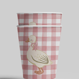 Gobelets En Papier Une fille d'oie sotte Cottagecore rose