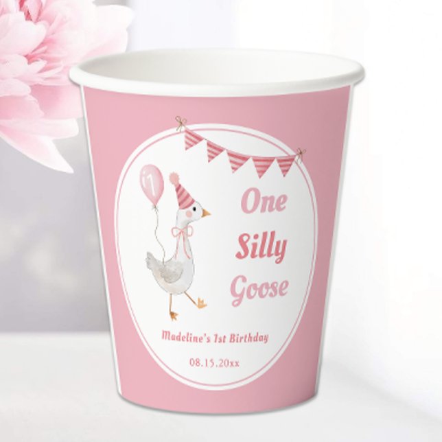 Gobelets En Papier Une fille rose d'oie sotte Anniversaire (Créateur téléchargé)
