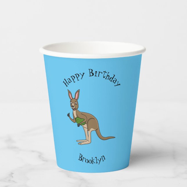 Gobelets En Papier Une jolie illustration de kangourou australien (Recto)